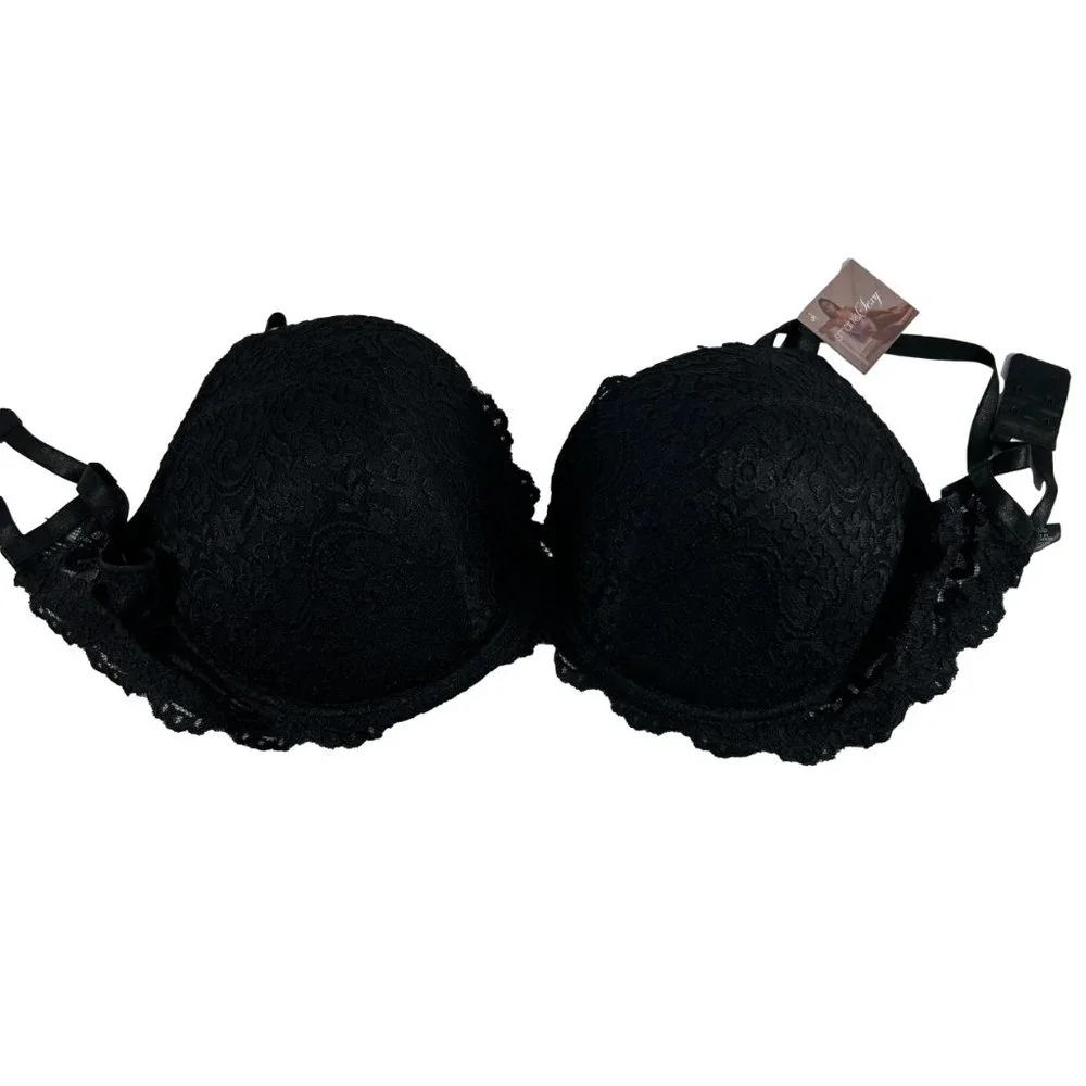 Smart & Sexy Bra Womens Size 42DD Black Signature Lace Push Up 85046 Underwire - Picture 7 of 7